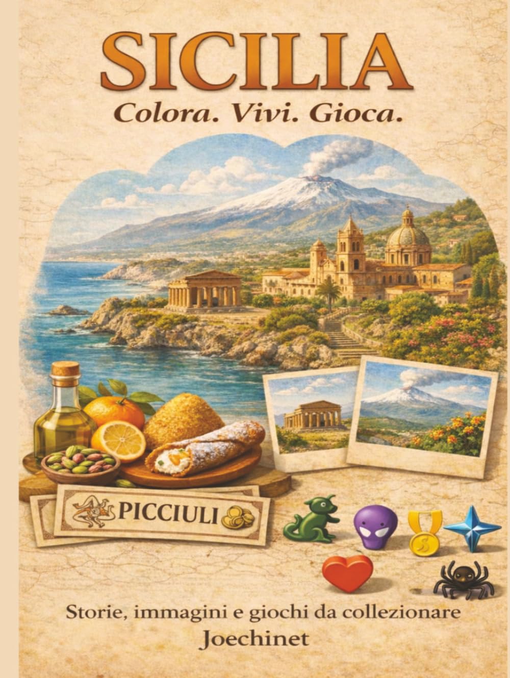 Sicilia: Colora, Vivi, Gioca.: Libro da colorare e da vivere: racconti, illustrazioni e gioco da tavolo fai-da-te ispirato alla Sicilia