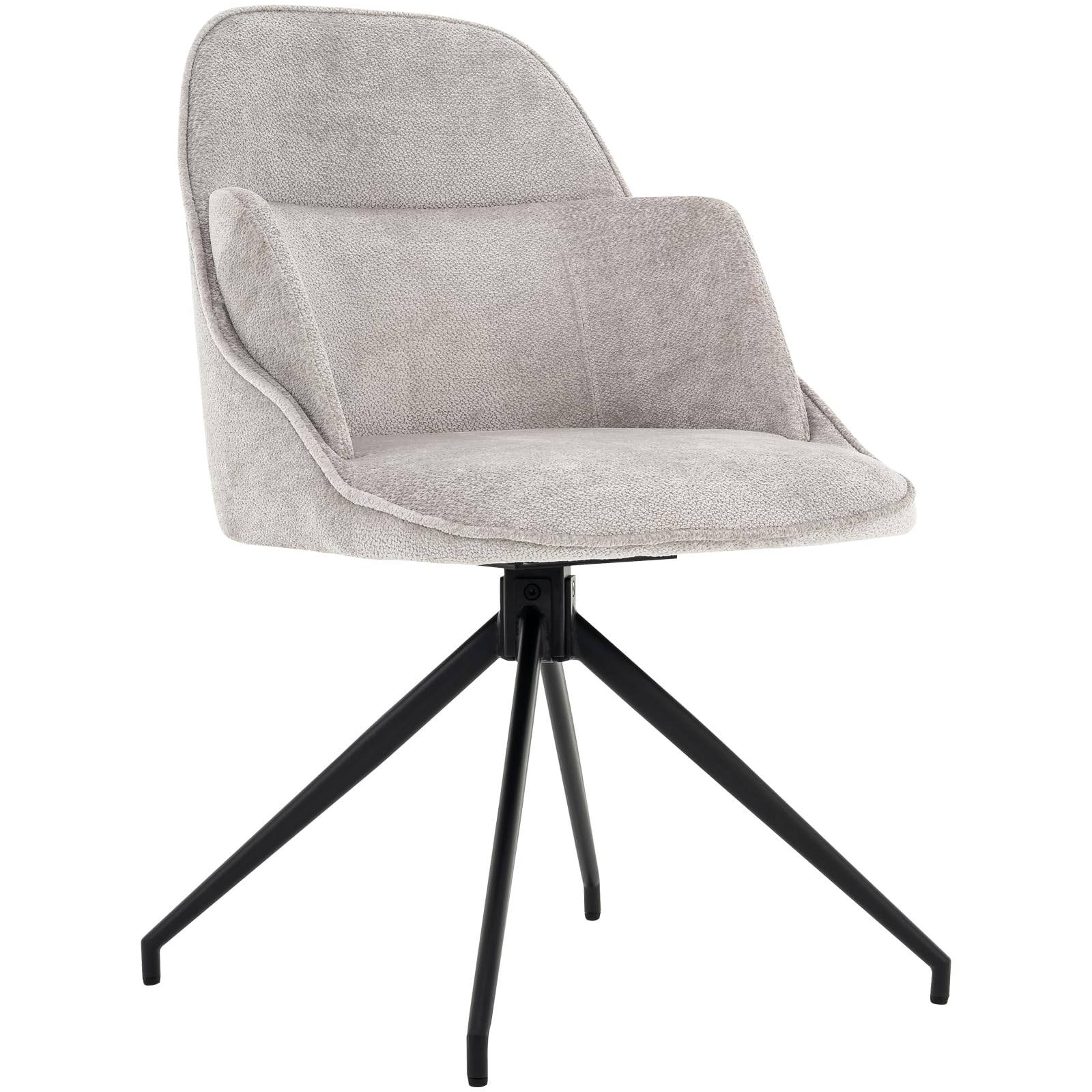 Mid-Century Modern Swivel Accent Chair, Upholstered Armless Desk Chair,  No-Wheel Vanity Chair with Metal Legs Home Office Bedroom (Light Grey)