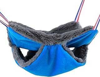 Rat Ferret Cage Hammock Bedding Small Pet Cage Accessories Toy Double-Layer Hammock Bedding for Hamster Guinea Pig Rat Ferret Chinchilla Playing Sleeping(Blue)