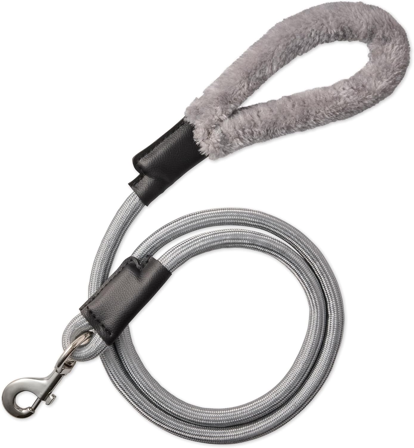 Pet Passion Plush Dog Leash with Cozy Sherpa Handle 5 ft. for All Pet Breeds, Navy, One Size