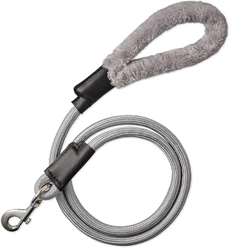 Pet Passion Piper Dog Leash, Sherpa Handle, 5 ft, Silver Gray, One Size | Plush leash with cozy sherpa handle, 5 ft. Comfortable for all breeds.