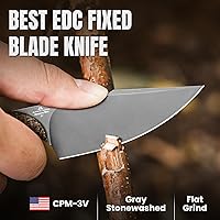 Vista 2 de Kizer Mini Harpoon Cuchillo de hoja fija con funda, cuchillo de caza de hoja de 3 V con mango de micarta, cuchillos pequeños EDC de hoja fija