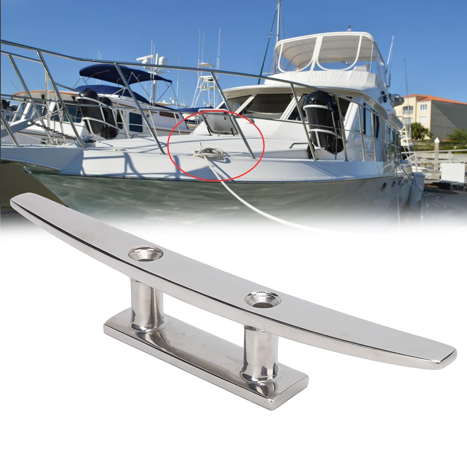 Ausla Cornamusa de Aseguramiento, Cornamusa de Acero Inoxidable, Cornamusa para Barco, Abrazadera de Cuerda para Muelle de Amarre de Barco de 250 Mm para Yate Marino