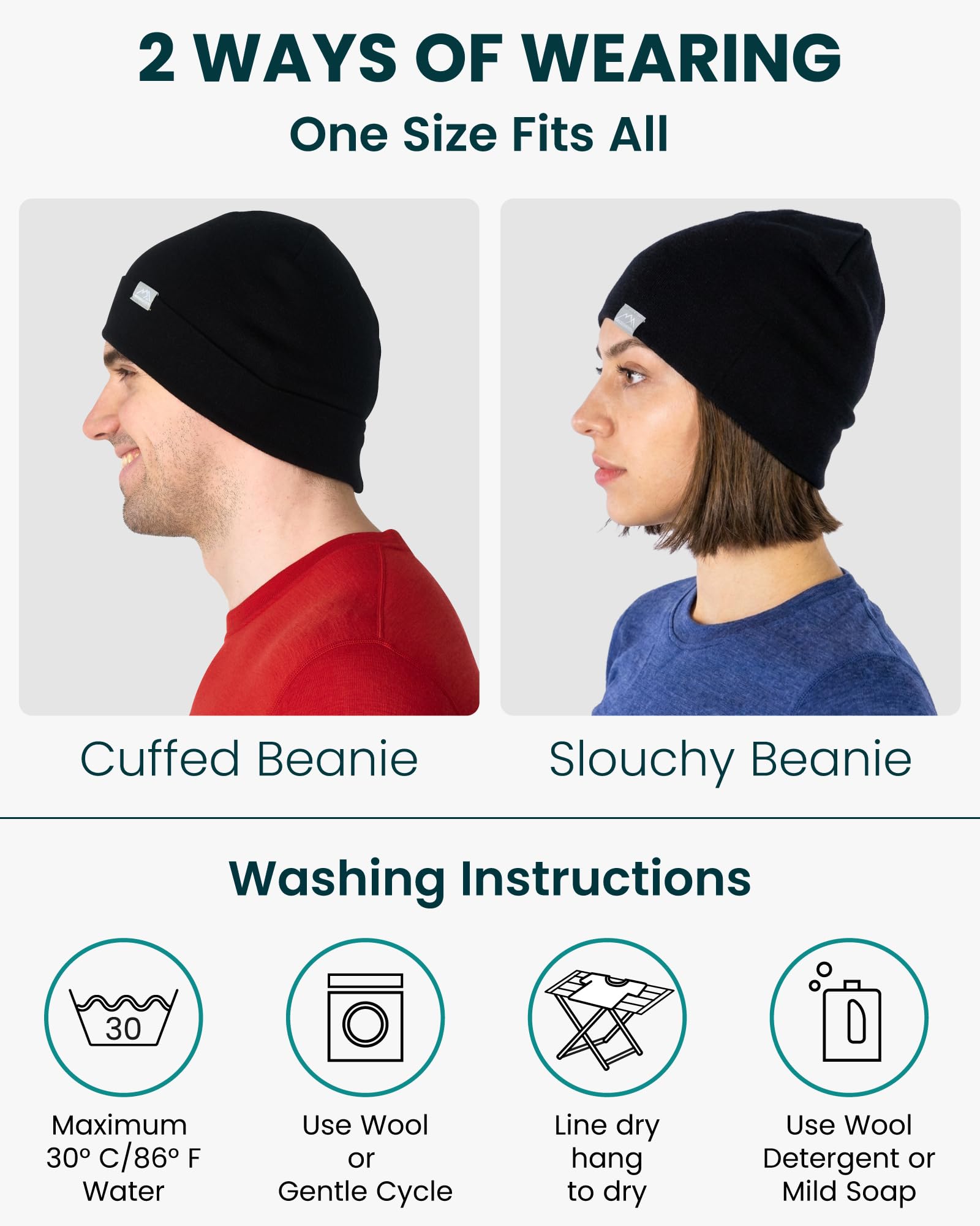 Gorro y Braga de Cuello 100% Lana Merino para Mujer y Hombre