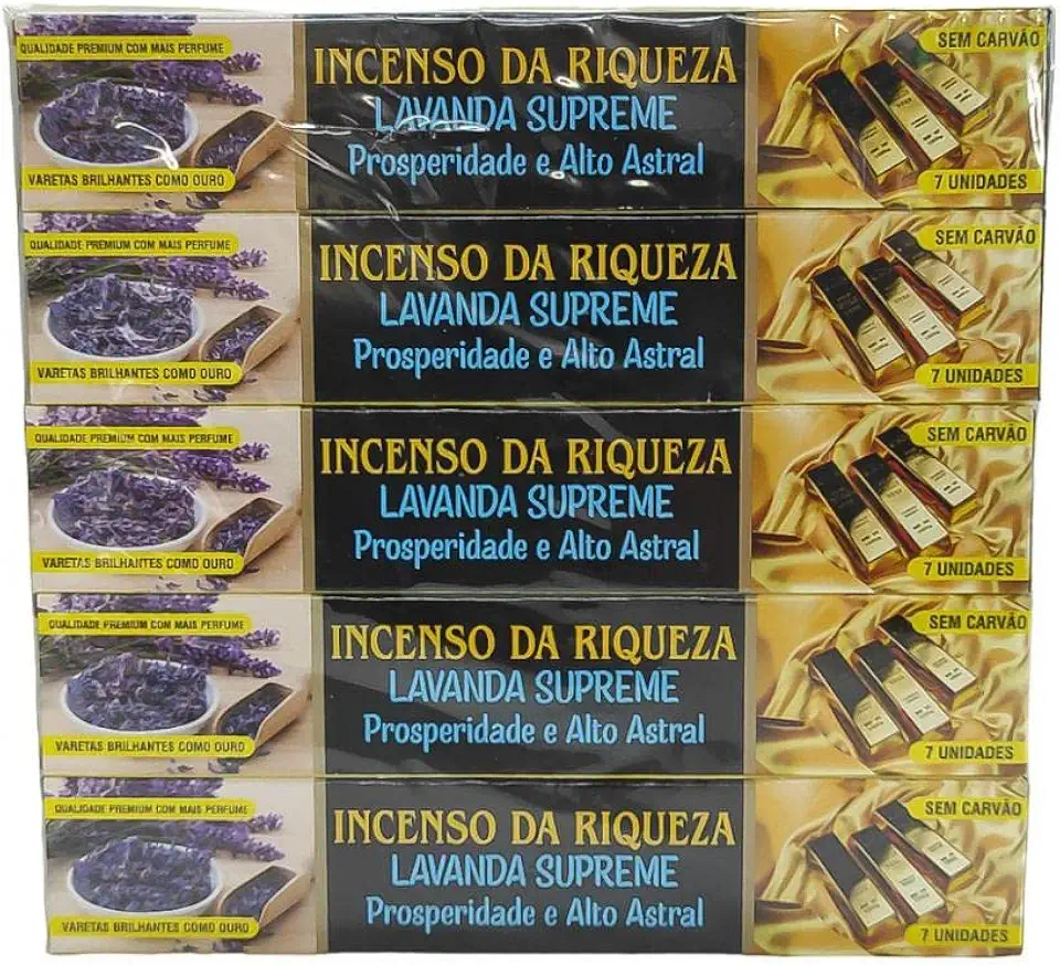 Incenso da Riqueza Lavanda Supreme - Prosperidade e Alto Astral 3cxs.7v