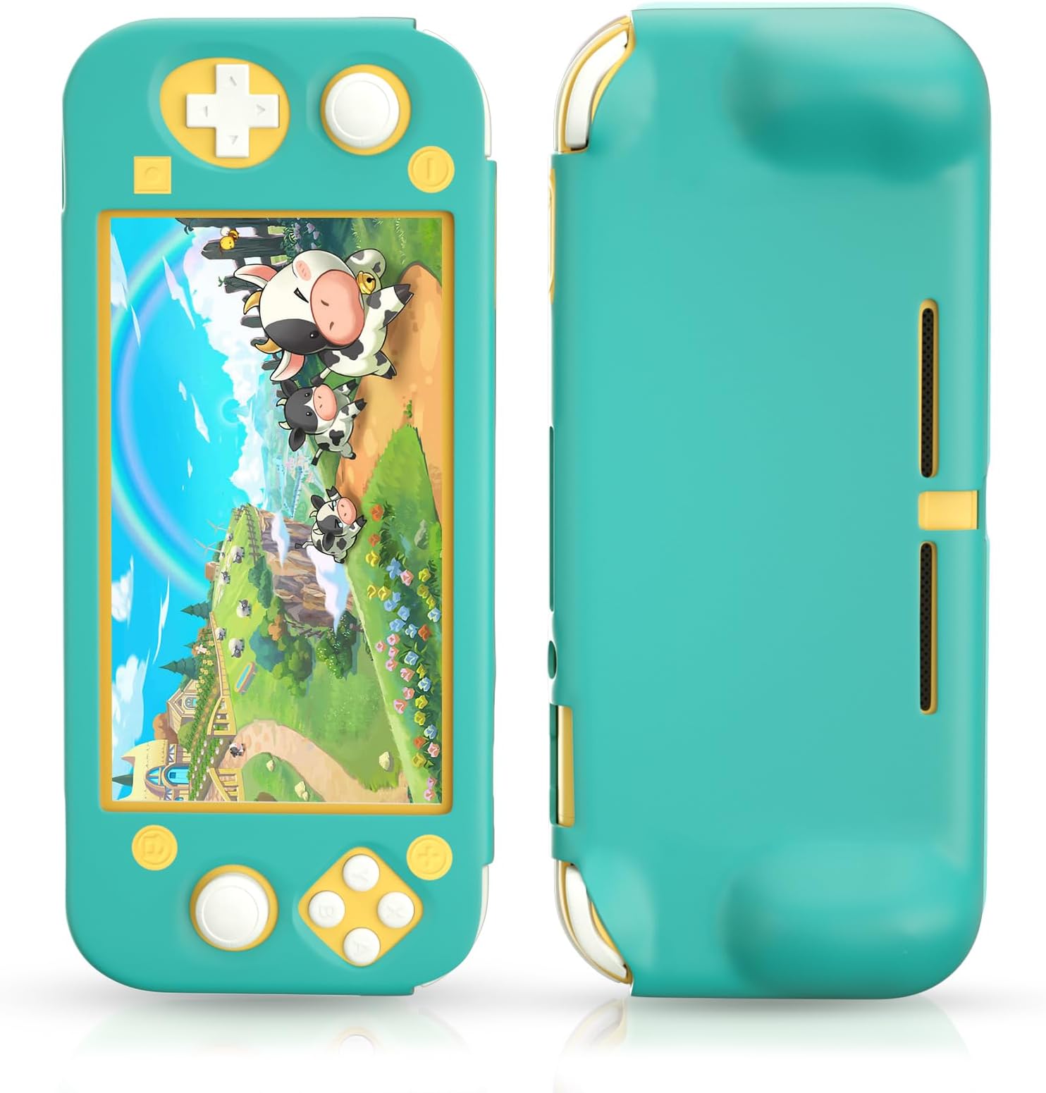 Soft Rubber Case for Switch Lite with Tempered Glass Screen Protector and 6 Thumb Grips