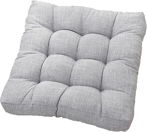 Miniatura 10 de BLEMO Puf de cojín de suelo, cojín cuadrado de algodón y lino, cojín de meditación grueso copetudo para sala de estar, yoga, dormitorio, sofá, 17.7