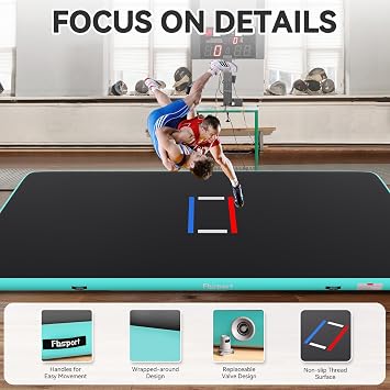 FBSPORT Inflatable Wrestling Mat 13ft /10ft /5ft, Outdoor and Indoor PVC Jiu Jitsu Mats, Gymnastics Training Mat Foldable for BJJ, MMA, Martial Art, Boxing, Grappling and Judo