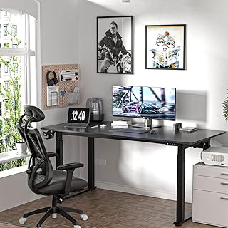 EZ Shopper Beast Desk | Versatile Dual Motor Standing Desk | Adjustable Frame | Office | Dining | Meeting (Black Frame/Carbon Fibre Desktop, 180x80cm)