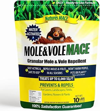 Nature's MACE Mole & Vole MACE Yard & Garden Granules, Castor Oil Formula, Outdoor Use, Plant & Pet Safe, 160 Fl Oz (Pack of 1)