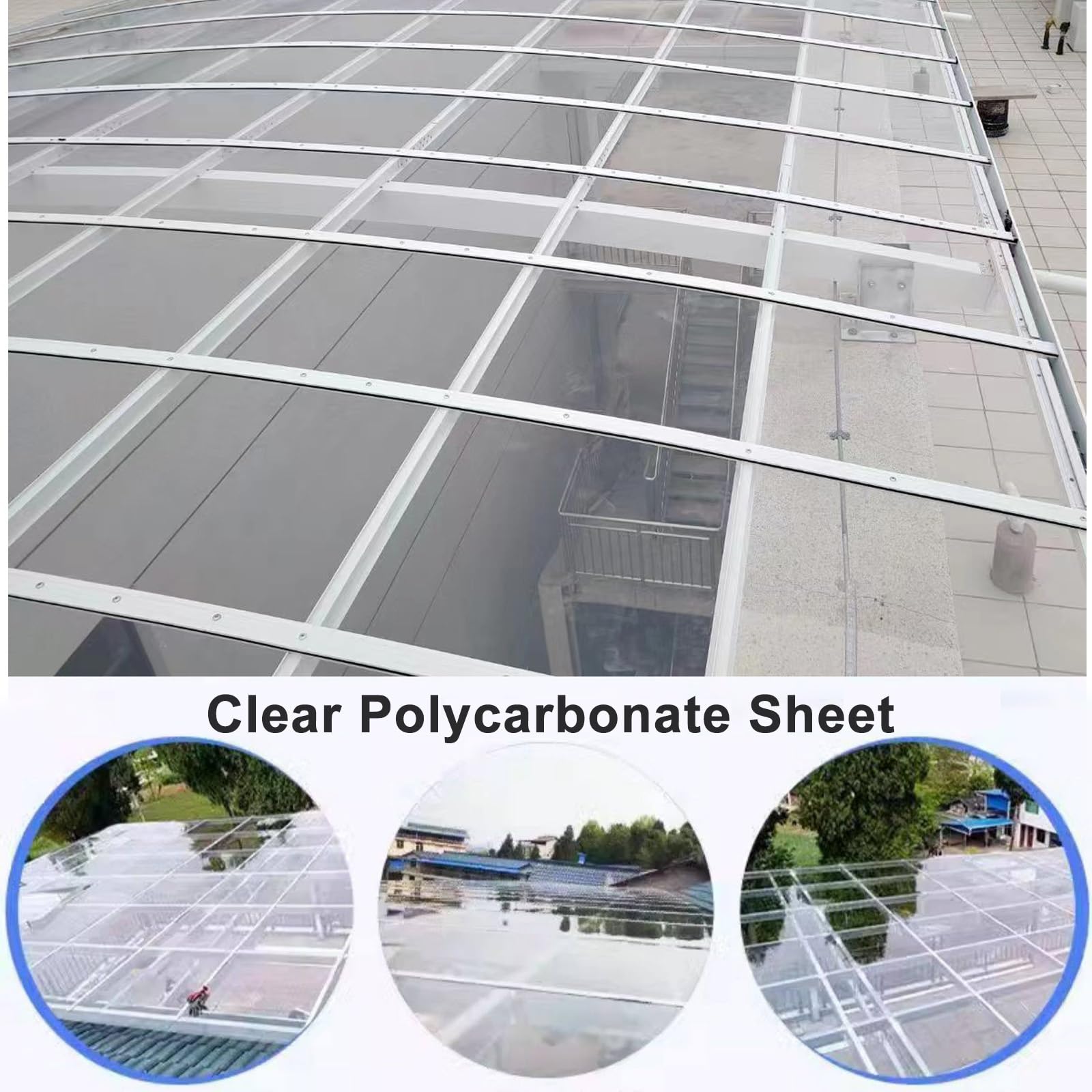Policarbonato Placas Transparente 1.2MM Protección UV Paneles de Techo Transparente,Planchas Tejados PC,para Techos,Cocheras,Solarios y Cerramientos(1.2x1m/4x3.3ft)