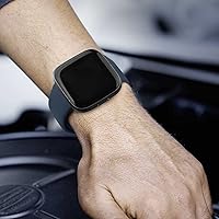 Vista 6 de AK Correas de silicona compatibles con Fitbit Versa 2, correas clásicas suaves de repuesto para reloj inteligente Fitbit Versa (azul abismo)