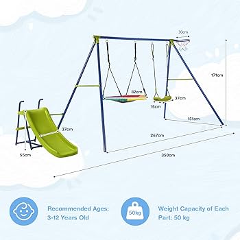 Outdoor Metal Swing Sets Playground Toddler Swing Set, In