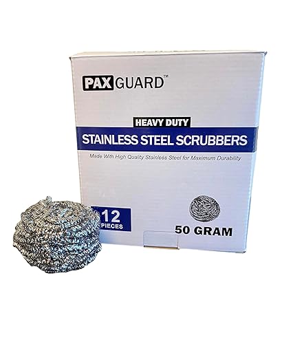 Estropajos de acero inoxidable – Estropajos grandes de lana de acero resistente de 1.76 oz (paquete de 12) – Uso industrial y comercial – Envueltos