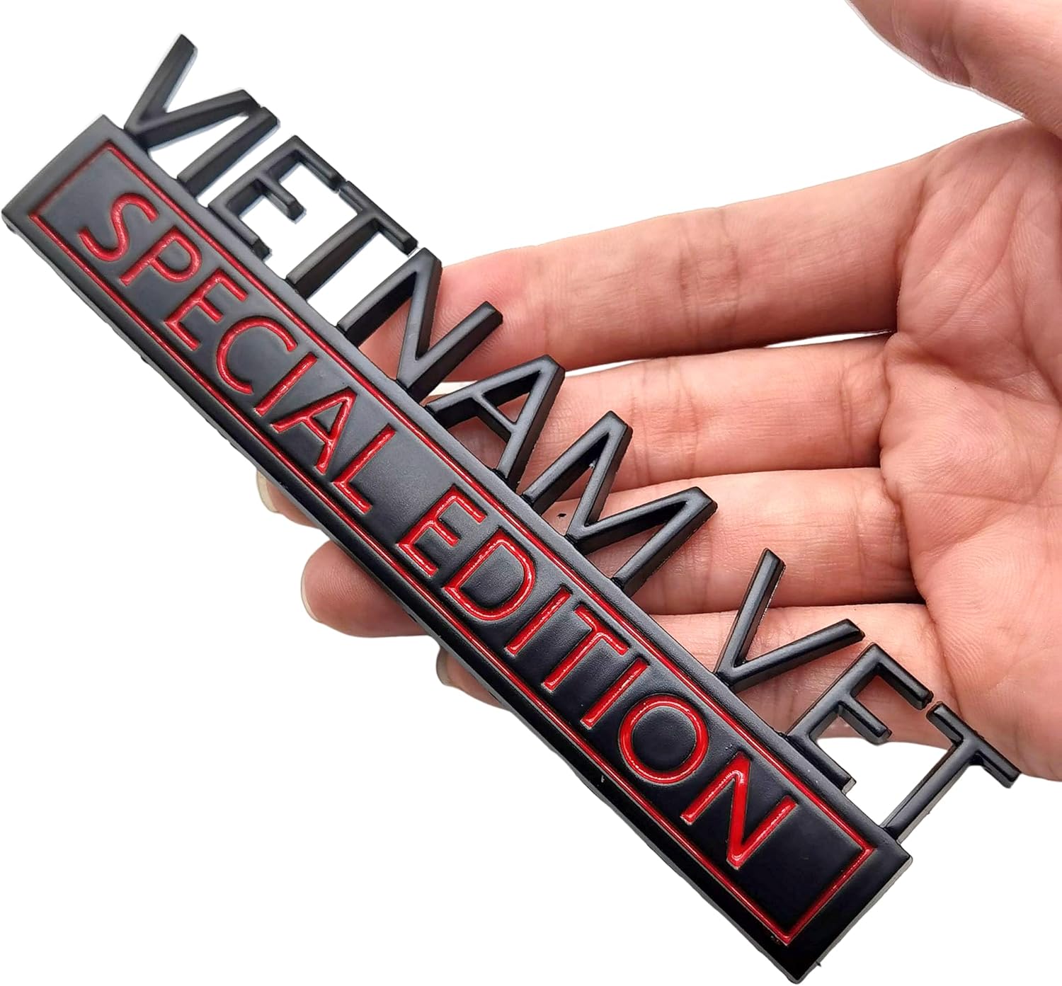 Vietnam Vet Special Edition Emblem Car Decals, Warrior Soldier 3D Metal Material Sticker, Veteran Letters Raised Fenders Decal Badges, 2PCS (Silver/Black)