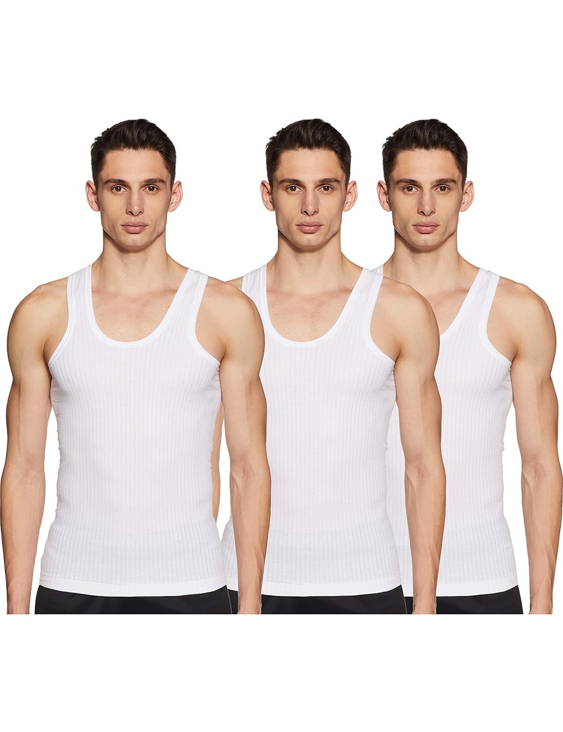 Dixcy Scott Originals Men’s Solid Itch -Free & Comfortable U-Neck Sleeveless 100% Combed Cotton Tank Fit Vest Innerwear – Designer Vest (Pack of 3)