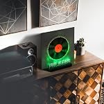 Woodoulogy Now Playing Vinyl Record Stand,Light Up Wooden Album Display Holder with Acrylic Sign, Multi Color LED Now Spinning hip hop record wood rack,LP Record player accessories gift