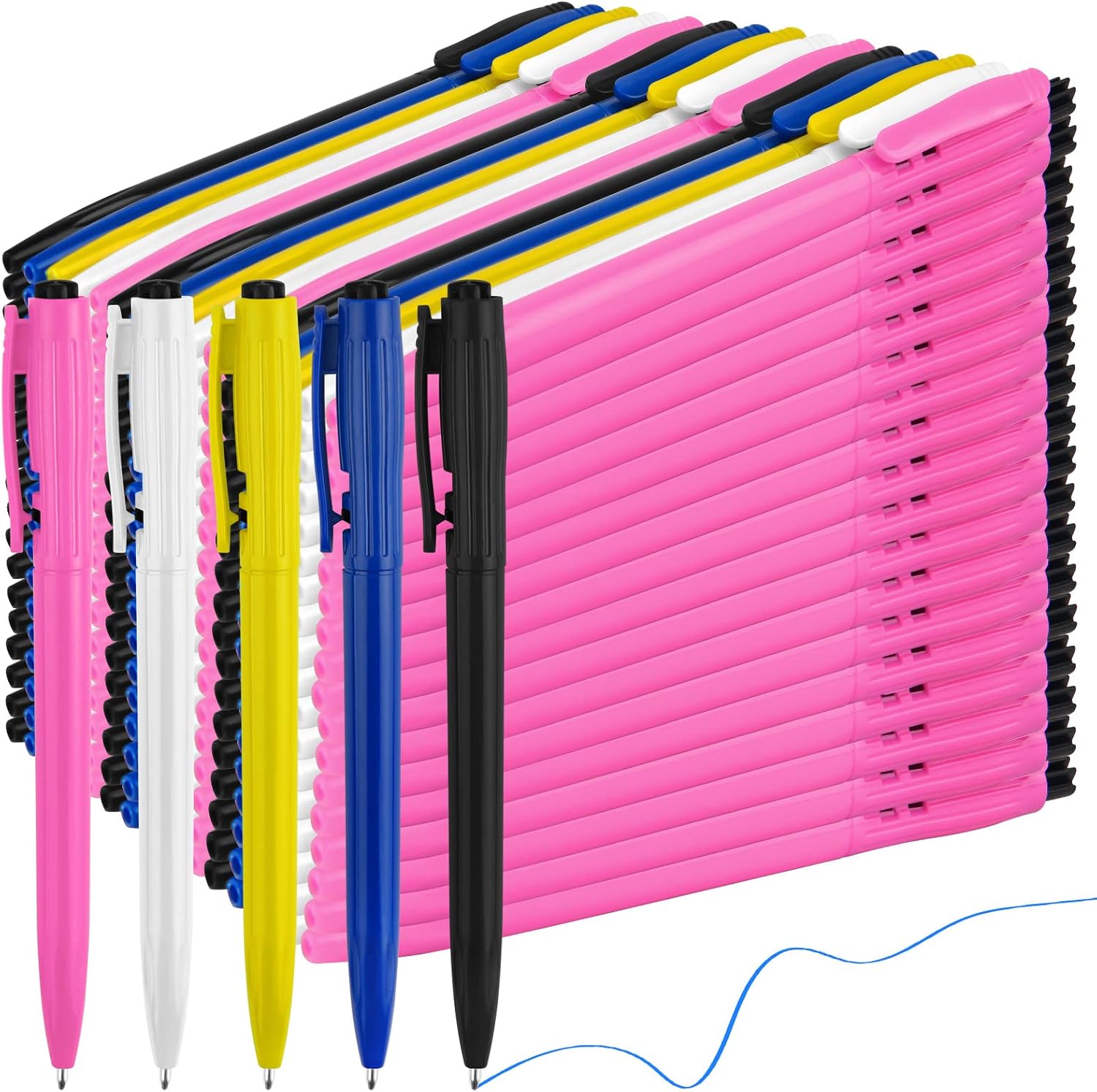 Zuazaor 300 Pieces Pens Bulk Wholesale Cheap Retractable Ballpoint Pens 0.7mm Blue