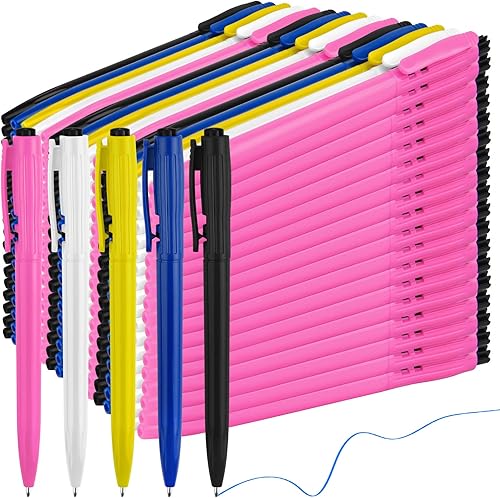 Zuazaor 300 bolígrafos retráctiles baratos al por mayor de 0.028in, tinta azul, para oficina, escuela, restaurante (multicolor)