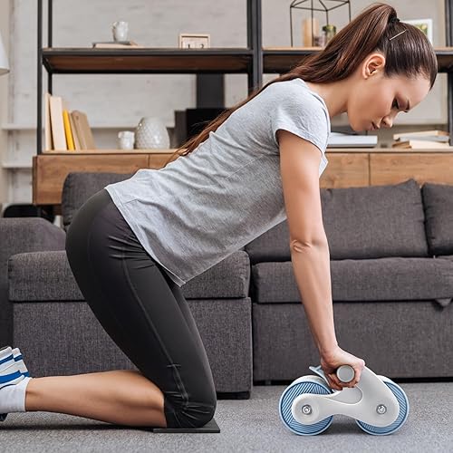 Miniatura 5 de Luxshiny Automatic Rebound Ab Roller Wheel with Mobile Phone Holder Anti-skid Abdominal Workout Equipment for Home Gym Core Training with Knee Pad