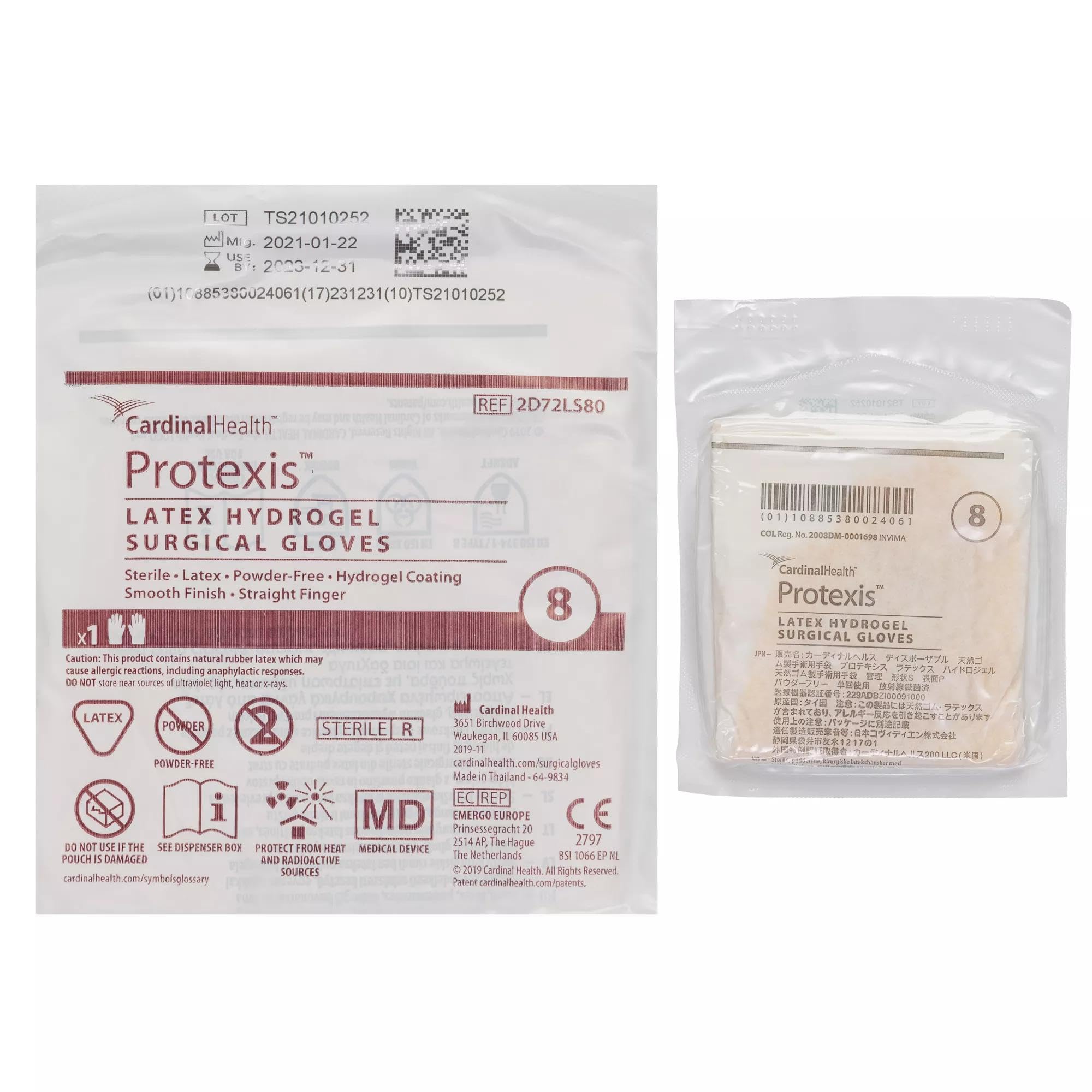 CARDINAL HEALTH™ Protexis® Latex Hydrogel Surgical Gloves, Translucent Yellow, Size 8, Case of 200 pairs