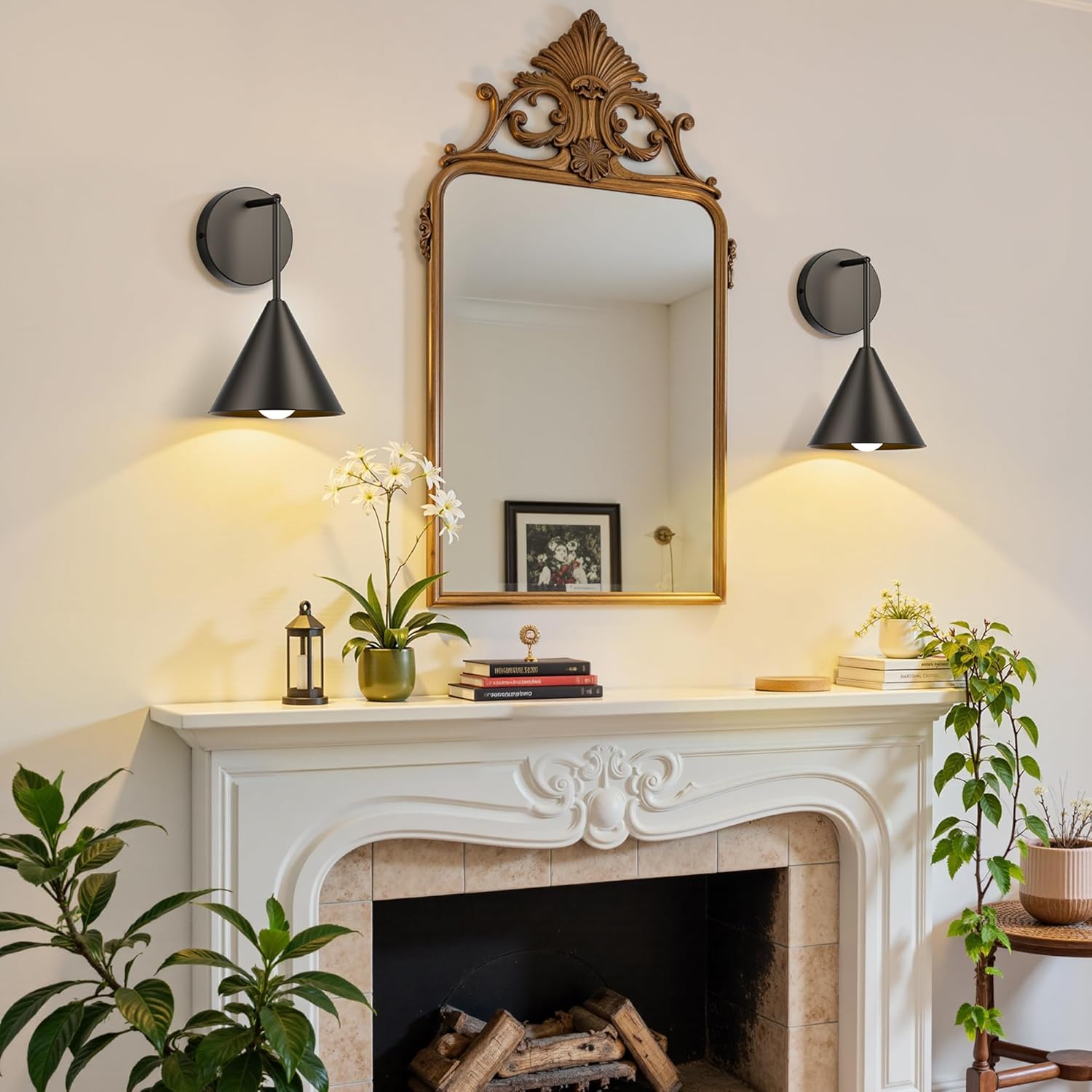 Rechargeable Wall Sconce Set of 2, Black Wireless Battery Operated Wall Lamp with Remote, Dimmable & Timer, Modern Industrial Indoor Light Fixture, Bulb Included