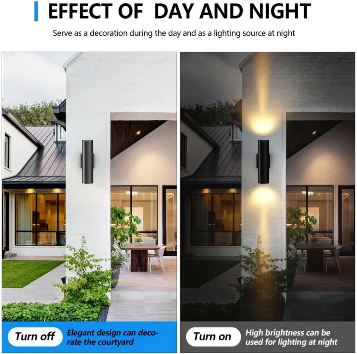 6Pack 14inch LED Square Up & Down Wall Lights,14W Outdoor Wall Light 4000K Day White Aluminum Body Waterproof IP65 LED Exterior Light Fixtures Wall Mount for House Patio Garage Garden. - Image 5