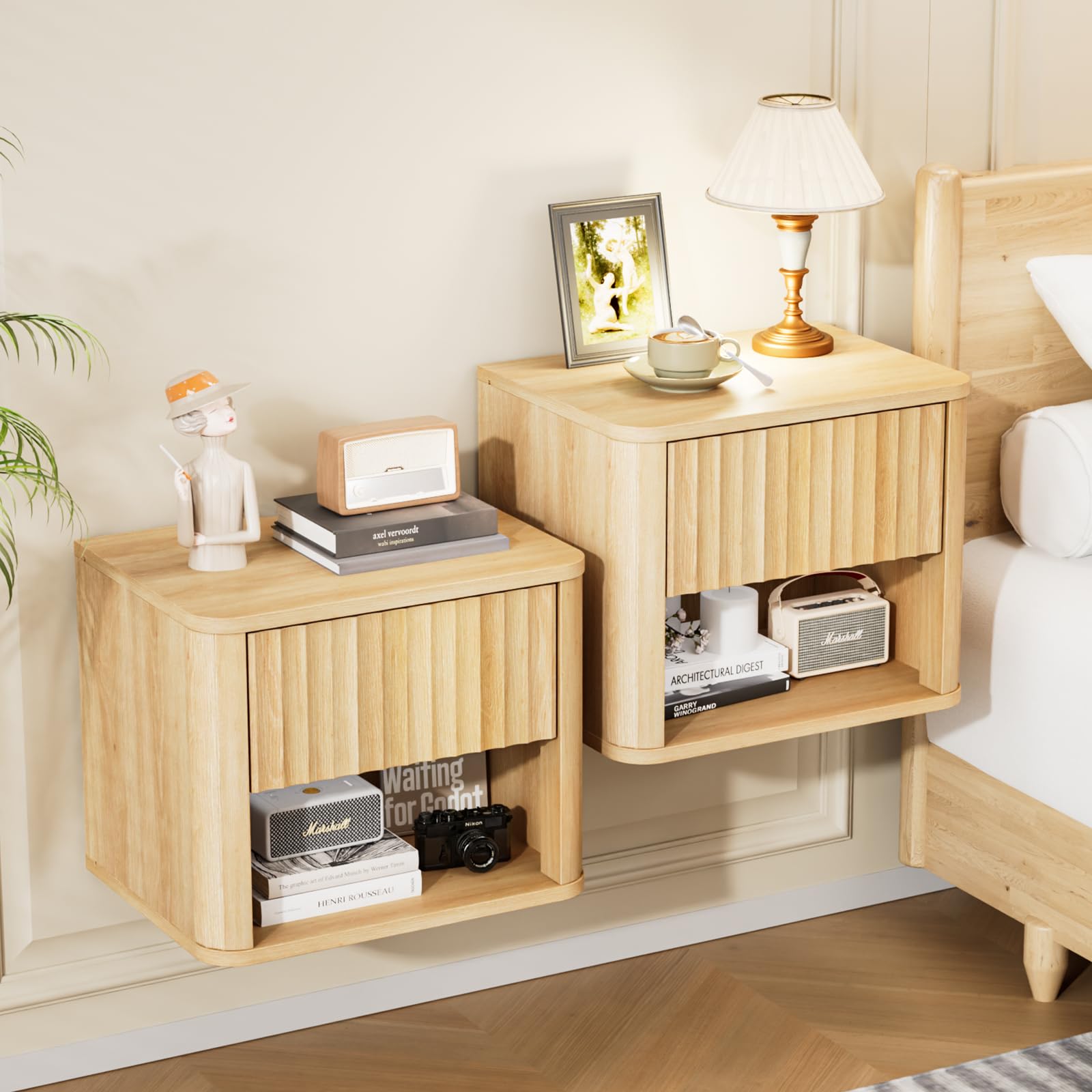 VINGLI Fluted Nightstand Set