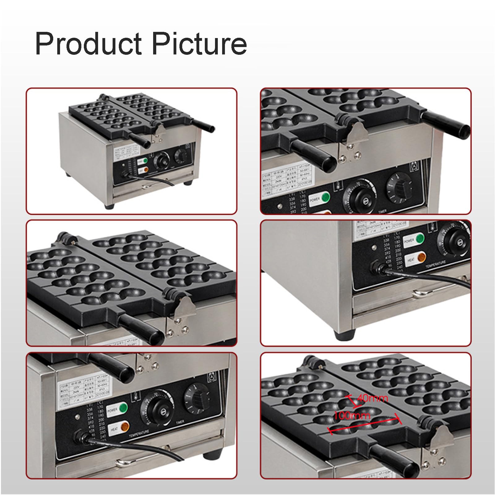 Máquina de bolas de gofre de 1400W,Máquina comercial de brochetas de gofre,de 50℃ a 300 ℃,para panaderías, restaurantes, quioscos y más para deliciosos gofres de burbujas.