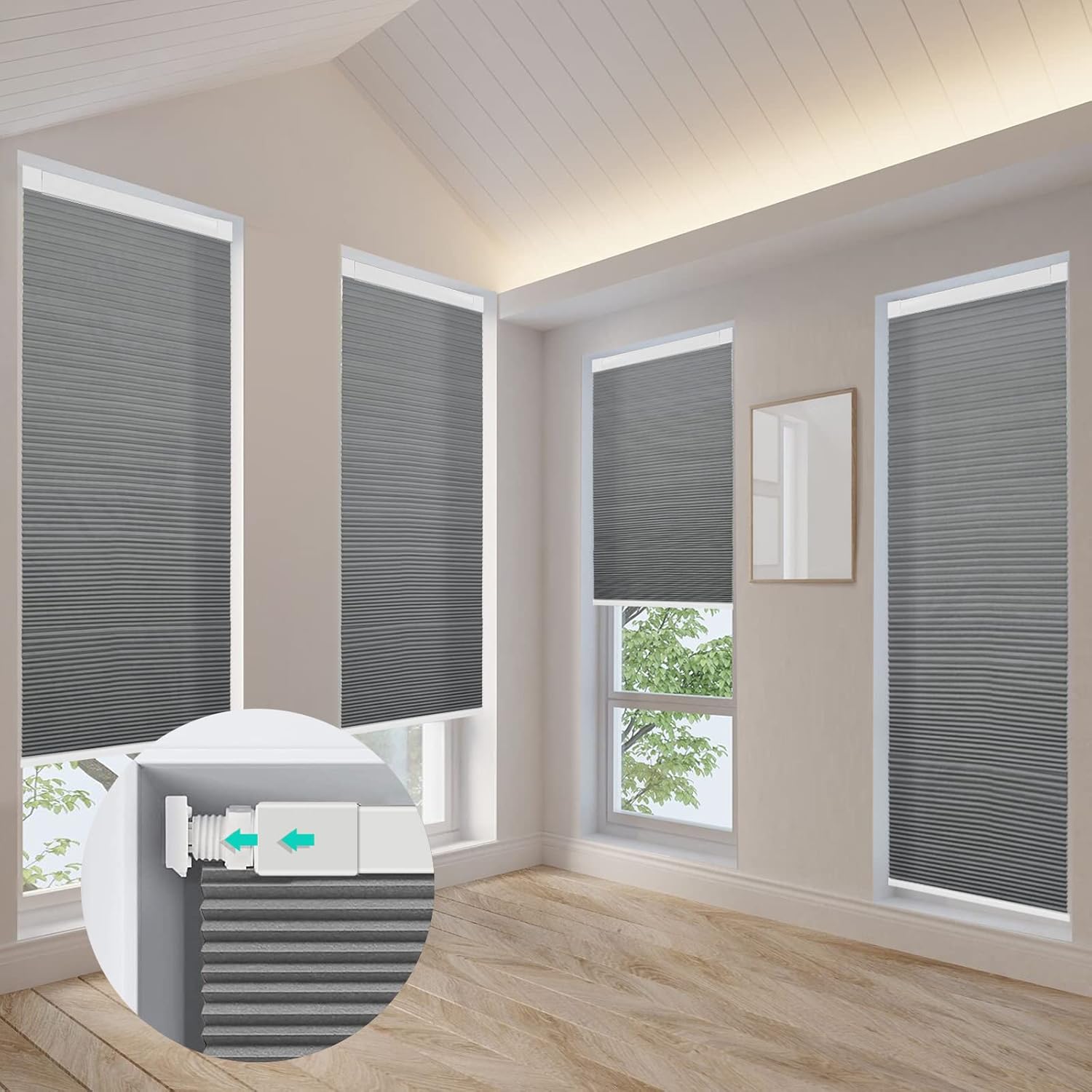 No Drill Blinds for Window, Blackout Cordless