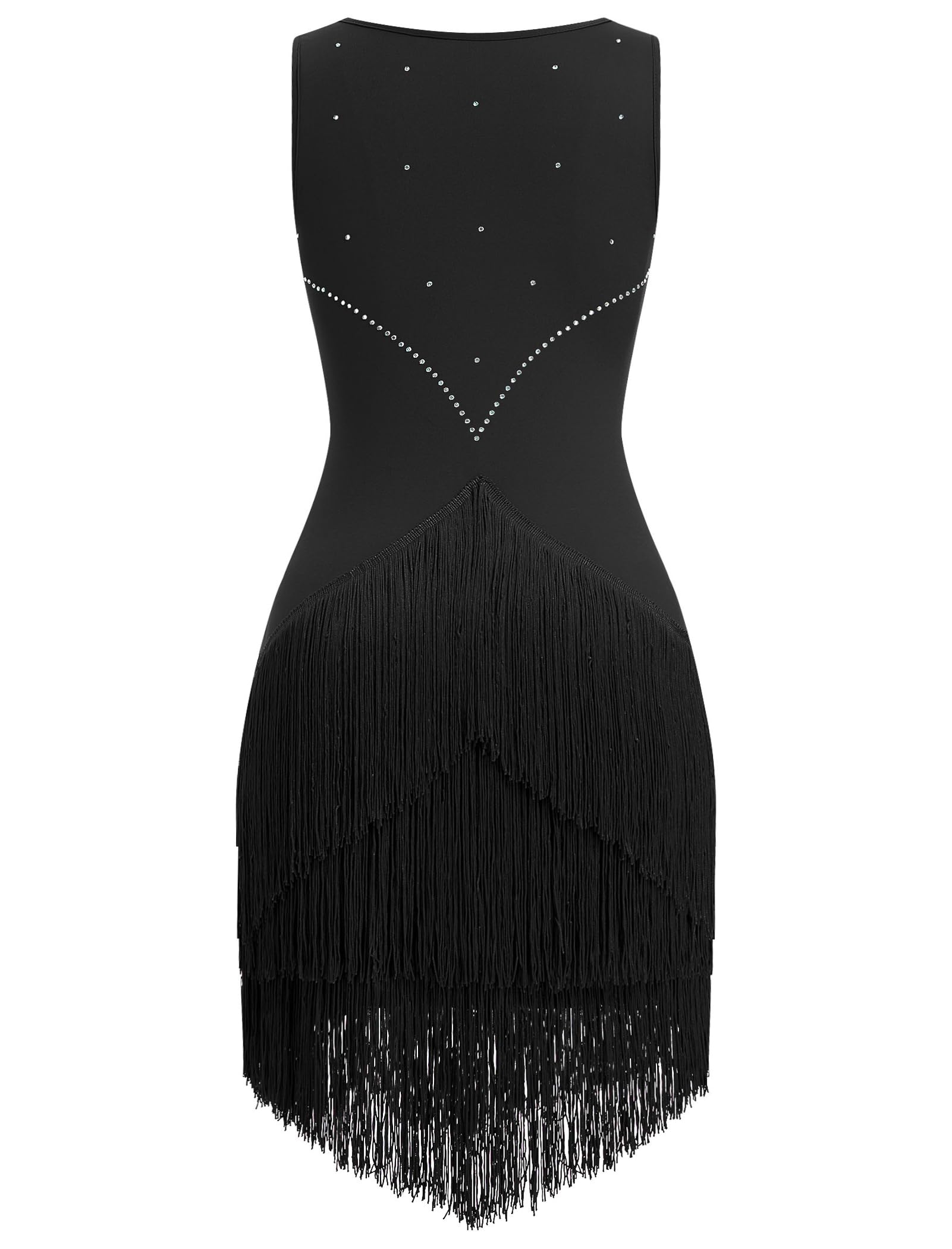 Vestido de baile latino mujer vintage años 20 sin mangas estrás flecos Gatsby cóctel
