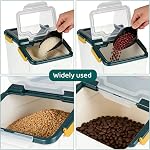AnRui Airtight Flour Storage Container 25Lb, Large BPA Free Plastic Rice Storage Dispenser Kitchen Pantry Organizer Box Pet Dog Cat Food Storage Container Bin, 2Pcs Blue