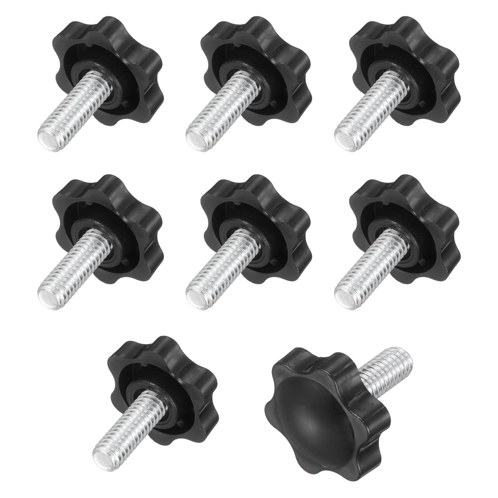 sourcing map 10Pcs 5/16"-18 Star Knobs, 0.8" Threaded Stud Plastic Male Clamping Knob Screw Hand Tightening Replacement Knob for Industrial Furniture Tools Jigs Clamps, Black — image 1