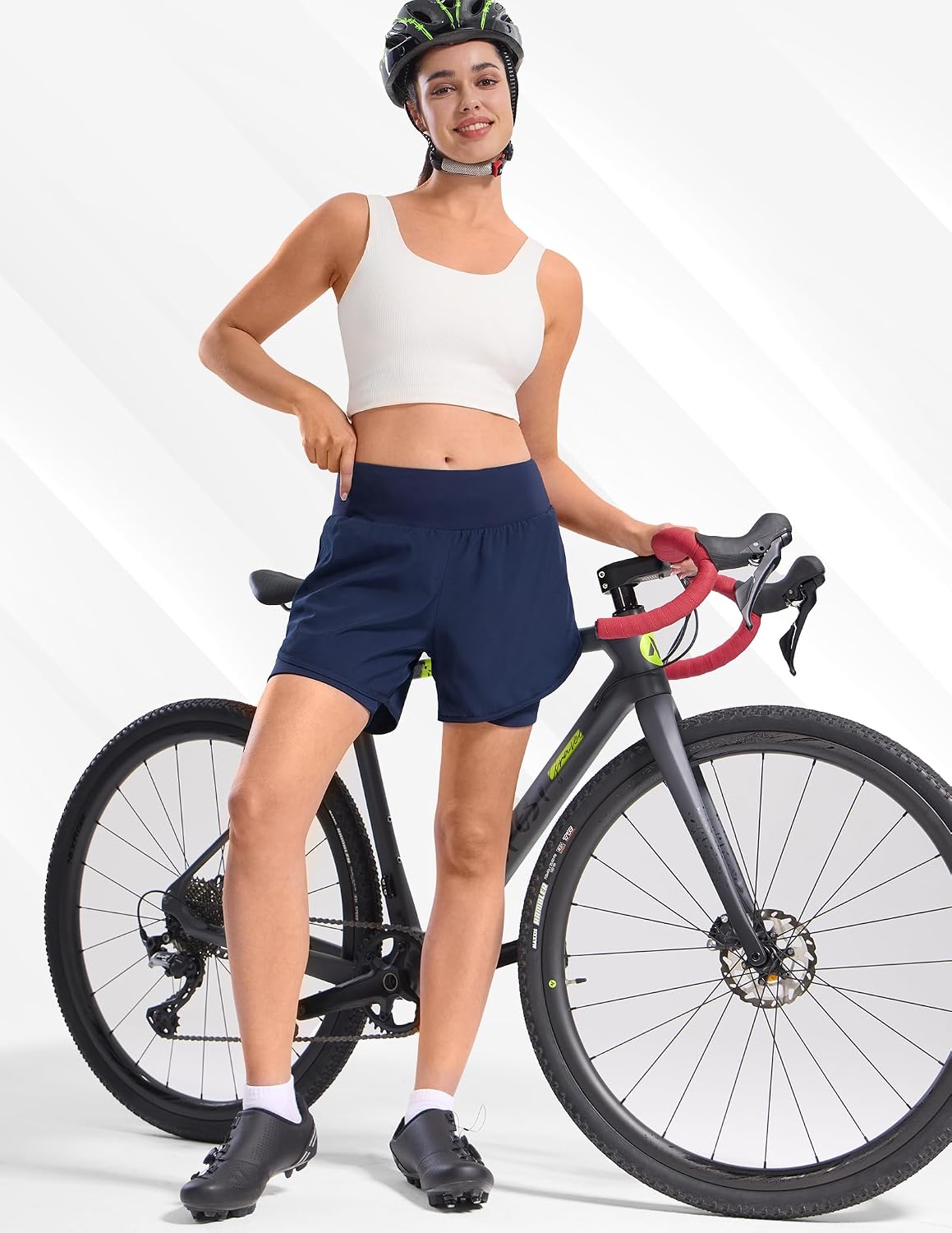 Nepest Womens Cycling Shorts Padded Mountain Bike Road Biking Padding Cycle Biker Bicycle Shorts with Zipper Pockets