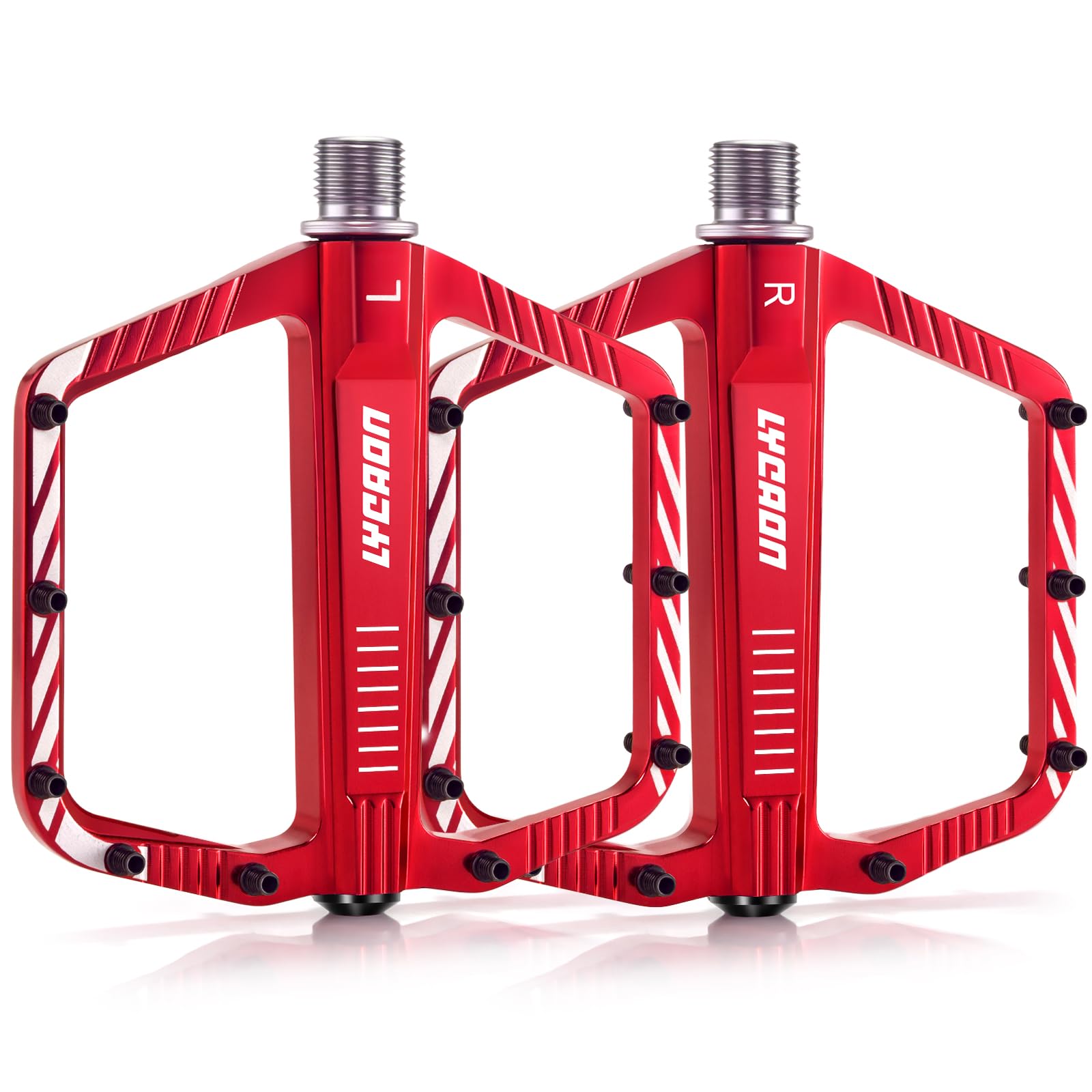 LYCAON Pedali per Bicicletta, Pedale per Bici Antiscivolo in Lega di alluminio CNC, CR-MO & Cuscinetti Pedali per BMX MTB 9/16 Pollici