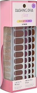 Gloss Nail Strips 5-in-1 Kit - Best of Browns - UV Free, Chip Resistant, Long Lasting Gel Nail Stickers - Contains 110 wraps, 5 prep pads, 2 nail files