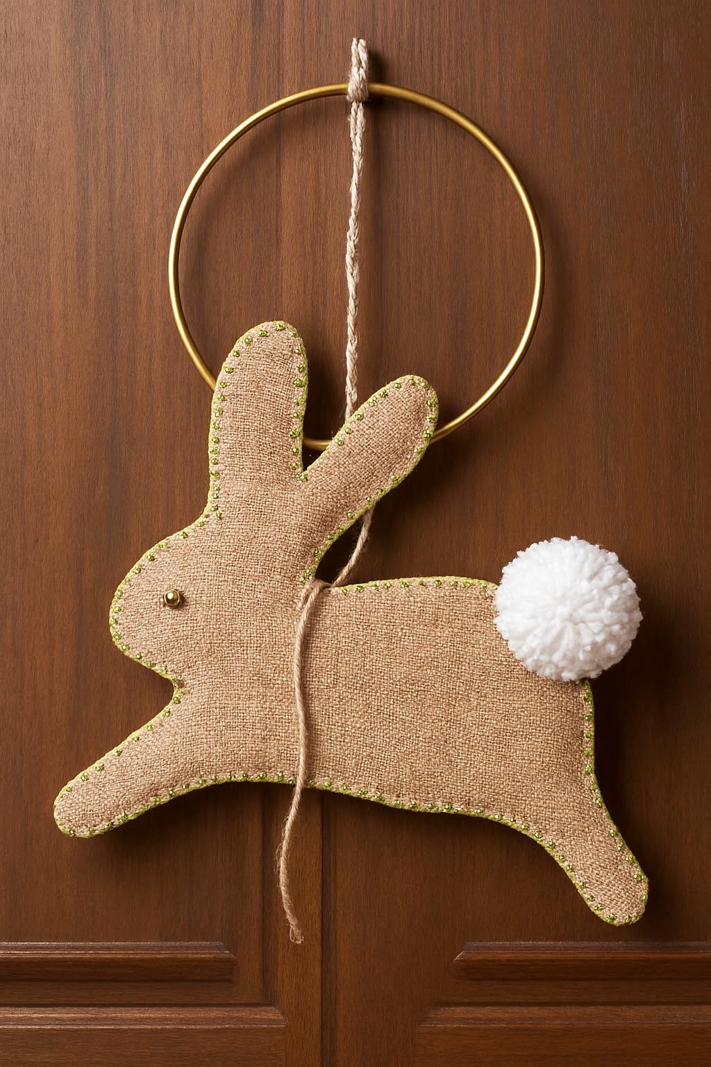 Bunny Door Decor Set of 2 – Rustic Jute Hanging Bunny Wall & Front Door Decorations for Easter, Spring & Farmhouse Home Décor