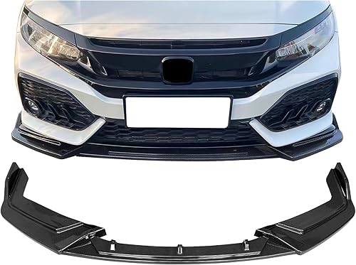 Miniatura 2 de IKON MOTORSPORTS, Borde de parachoques delantero compatible con Honda Civic Hatchback y SI 2017-2021, impresión de fibra de carbono estilo IKON PP