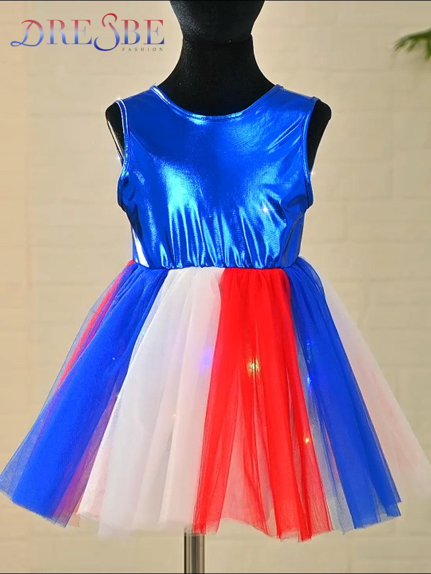 Amazon.com: DRESBE Girls 4th of July Light Up Tutu Dress Red White with Blue  Patriotic Outfit Independence Day LED Costume : Clothing, Shoes & Jewelry
