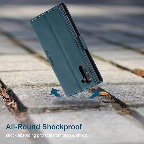 Miniatura 5 de Funda tipo cartera para Samsung Galaxy Note 10, con soporte magnético, funda protectora de piel sintética, estilo retro, con ranuras para tarjetas