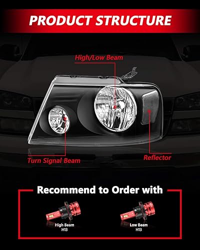 Miniatura 5 de Torchbeam - Conjunto de faros delanteros de repuesto para 2004-08 F-150, 2006 Mark LT