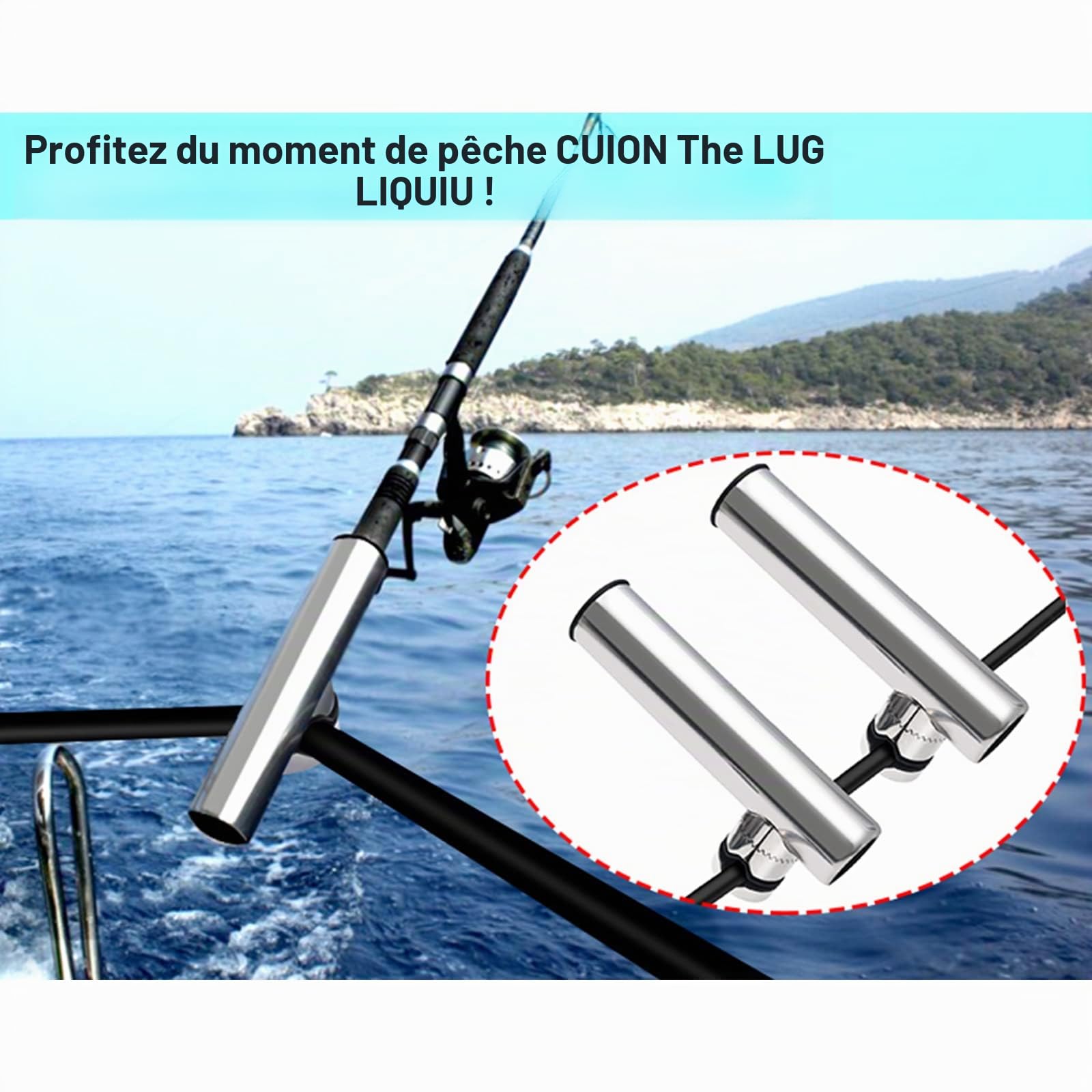 KAOLALI Lot de 2 Supports de Canne à Pêche, Supports Cannes en Acier Inoxydable pour Rails de 18mmm à 26mm Style 2