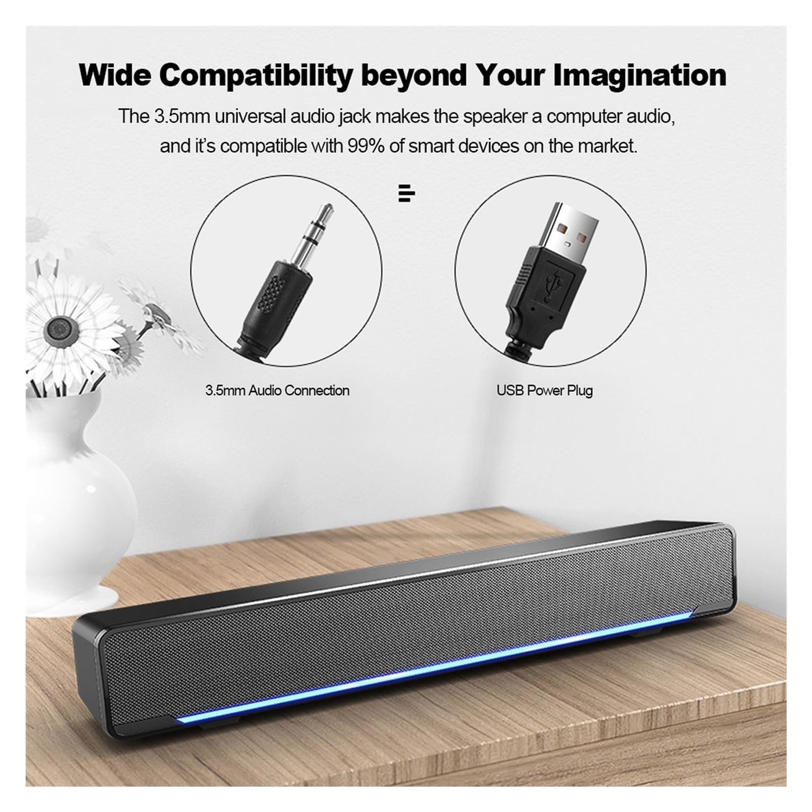 Głośnik Komputerowy USB Przewodowy, Subwoofer Stereo, Potężny Odtwarzacz Muzyczny, Bas, Przestrzenny Dźwięk, Wejście Audio 3,5 Mm Do Komputera PC, Laptopa Wszechstronne MożLiwośCi PodłąCzenia