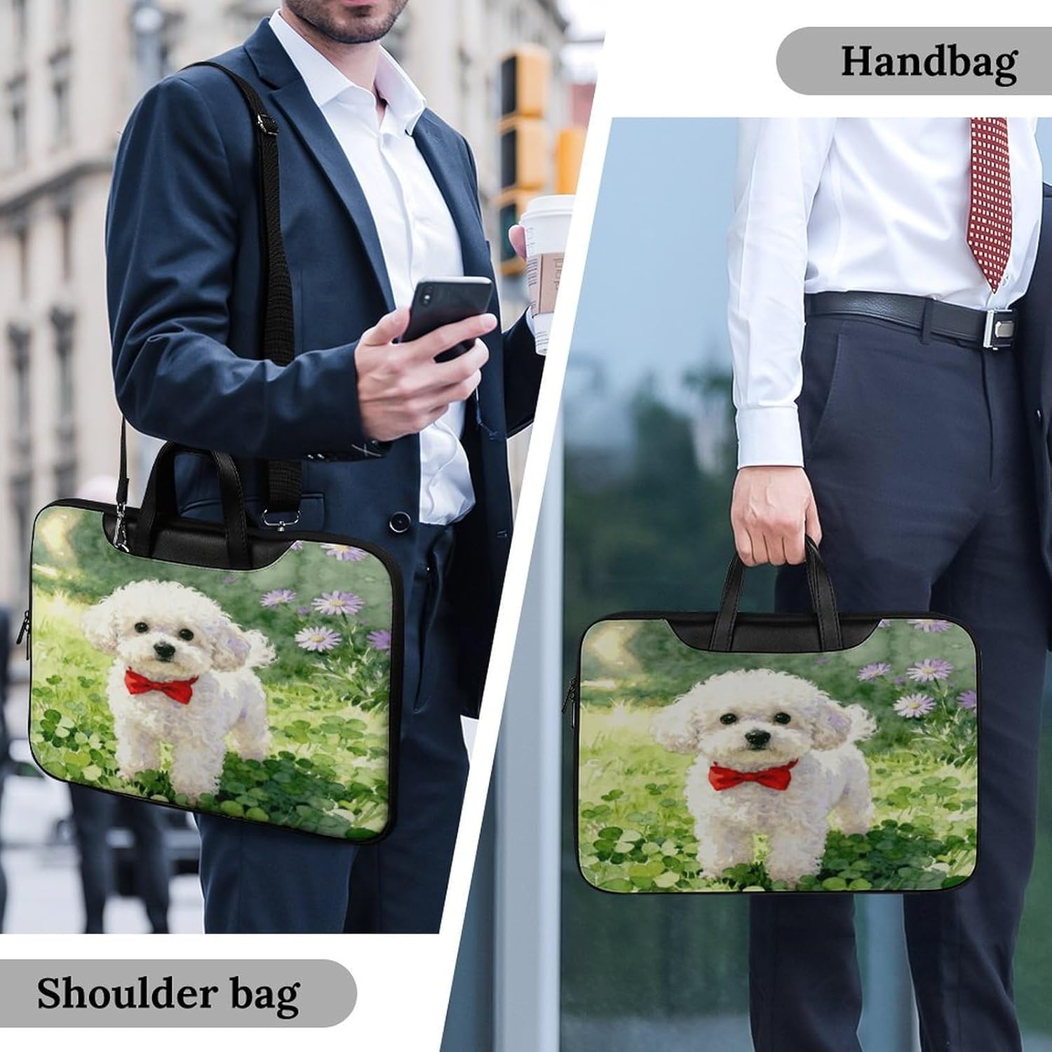 Puppy 42x30.5cm Black-style Laptop Bag Leather Tablet Computer Briefcase Large Capacity Work Business Tote Bags for Office