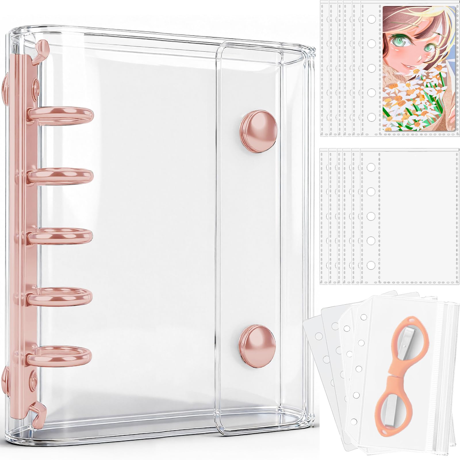 Amazon.co.jp: OKAWASI シール帳 透明 M5サイズ レフィル20枚付き pp