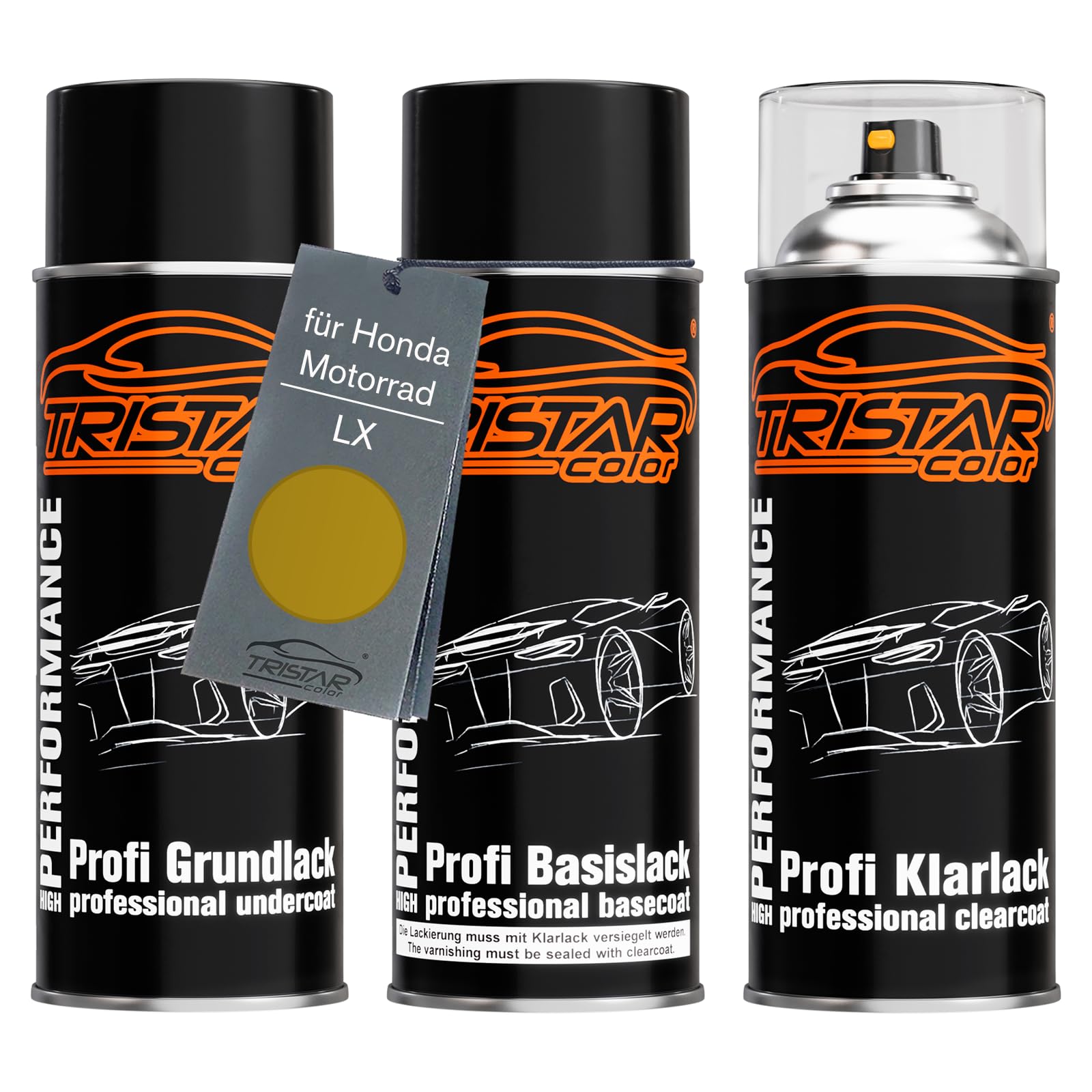 Tristarcolor Candy Gold Perl Metallic Motorcycle Paint Spray Can Set For Honda Motorrad Lx Under + Base Coat Clear Coat Spray Can 400Ml