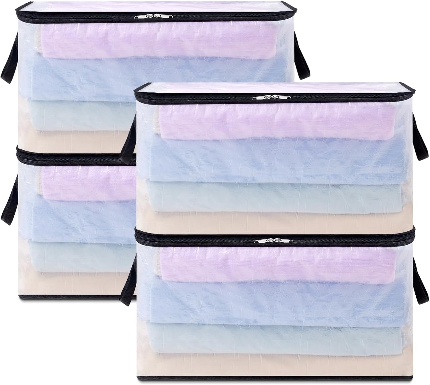 Lifewit 4 Pack Plastic Clothes Storage Bags, 60L Foldable Storage Containers Closet
