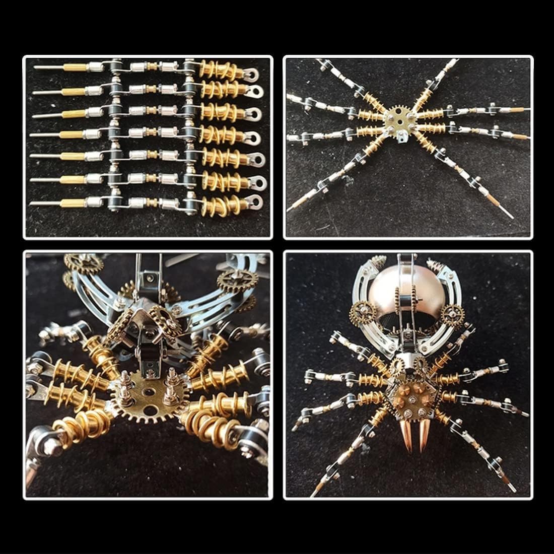 Metalowe puzzle 3D pająk z lampą LED, zestawy puzzli mechanicznych DIY, lampa biurkowa pająka Art Puzzle metalowy zestaw modeli do składania dla dorosłych łamigłówka ozdoba na biurko 512 szt.