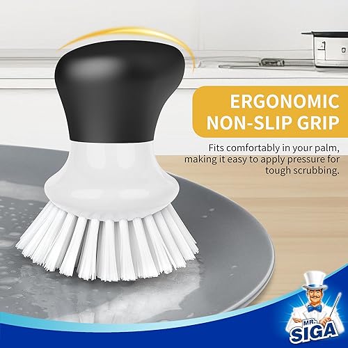 Vista 16 de MR.SIGA Cepillo para fregar platos, cepillo de palma con agarre ergonómico, cepillos de cocina para platos, naranja, paquete de 2