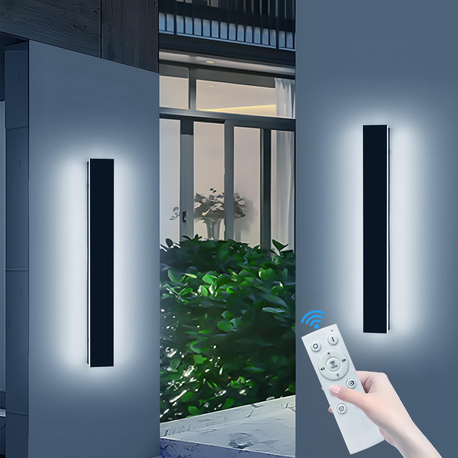 2 Pack 23.6inch Modern Outdoor Light, Dimmable, IP65 Waterproof